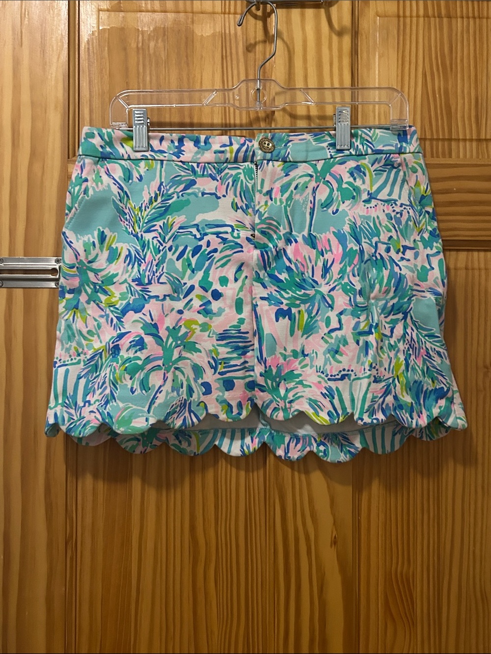 Scallop Hem Floral Print Women’s Skort - Aqua Pink